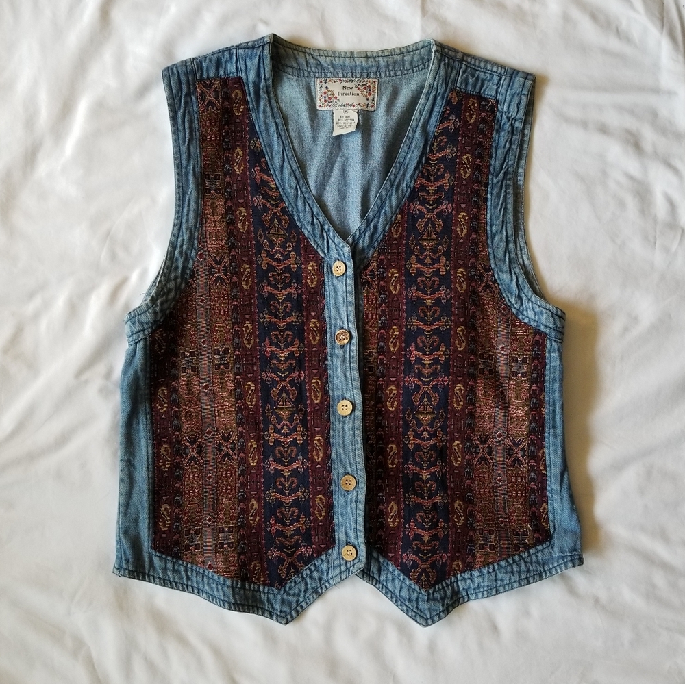 VINTAGE Denim Button Up Vest